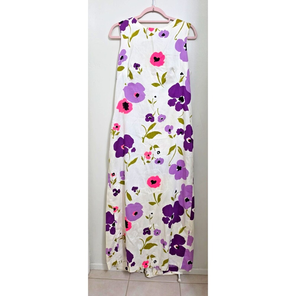 Vintage 60s Kamehameha Hawaiian Hostess Gown Watteau Waterfall Back Maxi M